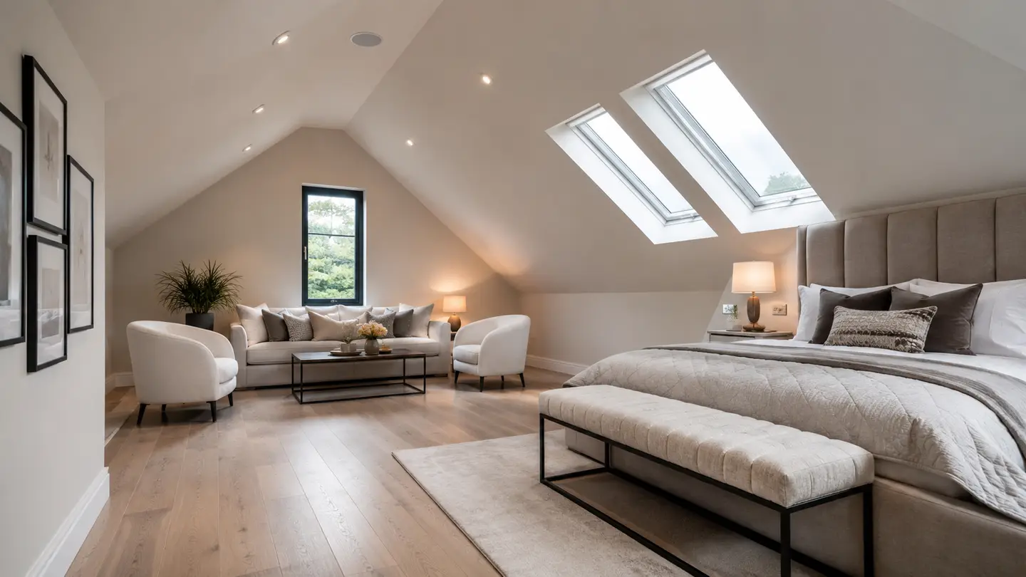 Bright attic bedroom conversion with skylights in Meath