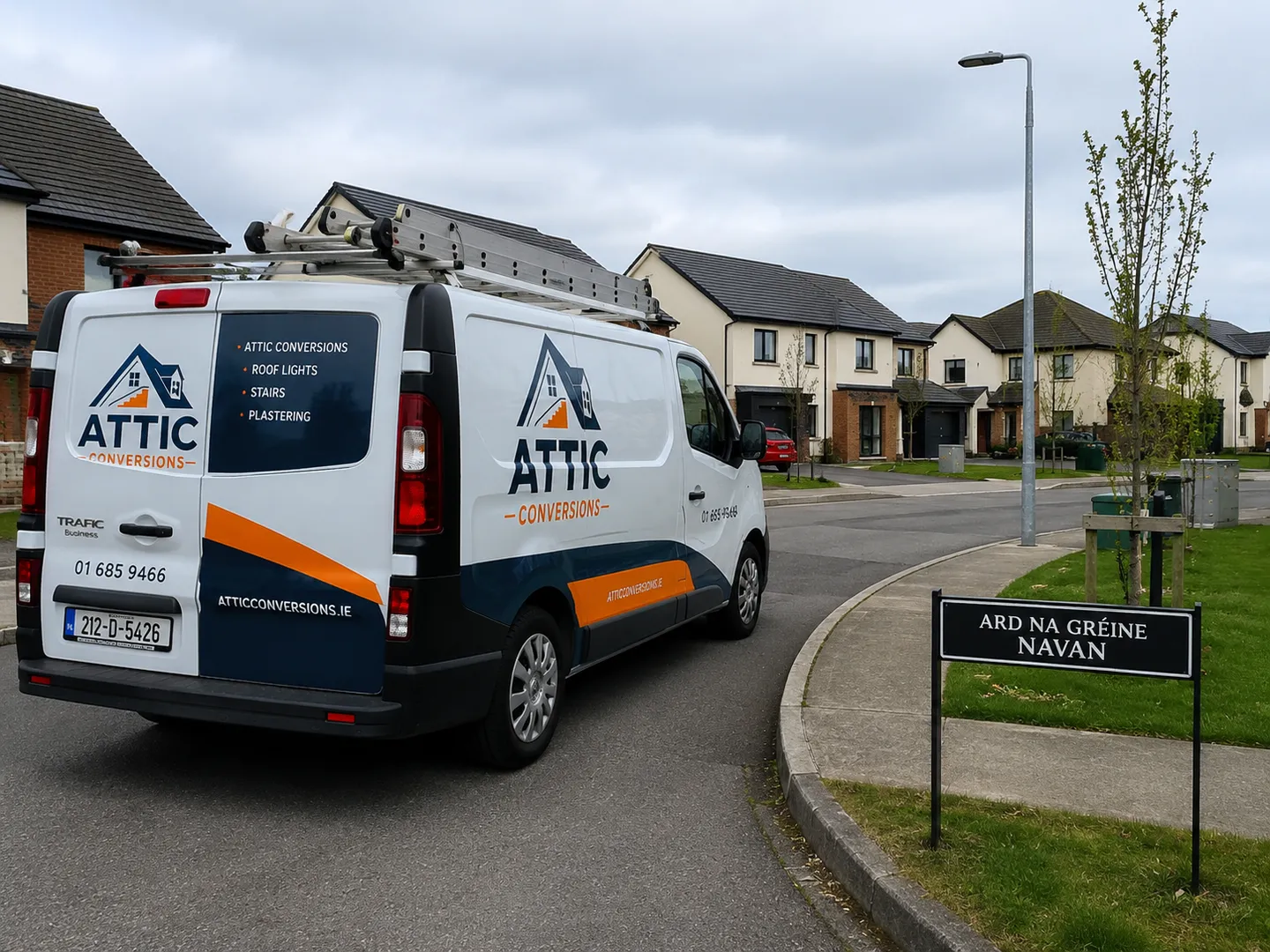 Attic Conversions Meath branded van in a County Meath housing estate